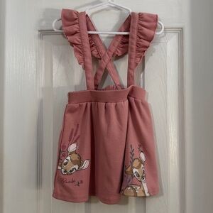 Disney Baby Girl Pink Bambi Skirt with Crossed Ruffled Suspenders